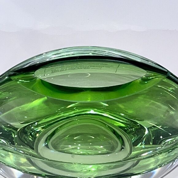 Vintage Tarnow Oil Scent Vase Emerald Green Crystal Glass Poland Double Sided - Picture 12 of 16